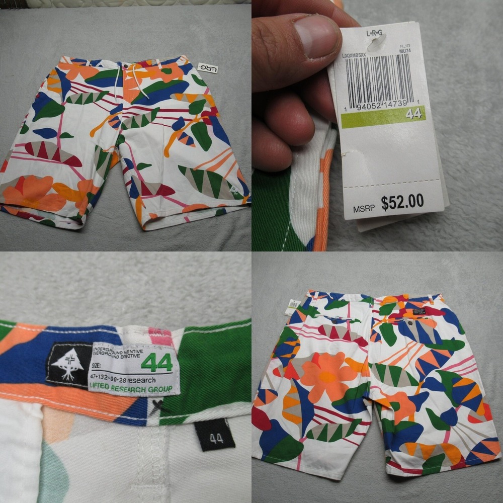 LRG Shorts Mens 44 Multicolor Choppa Denim Jean Zip Fly Drawstring Waist NWD